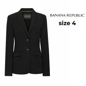 NWT Banana Republic Long and Lean Blazer Black Italian Wool Washable Size 4